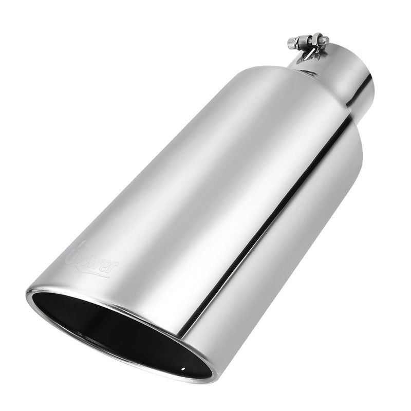 Upower نصائح العادم ديزل Upower 4" إلى 7" 4" مدخل 7" مخرج 18" طول نصائح عادم عالمية من الفولاذ المقاوم للصدأ بلمسة مرآة حافة مدورة مثبتة على العادم ديزل - Image 1